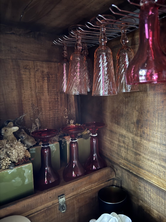 Image 1 of Antique Rajasthani wedding cabinet (India) – hand-carved bar cabinet with mirrors