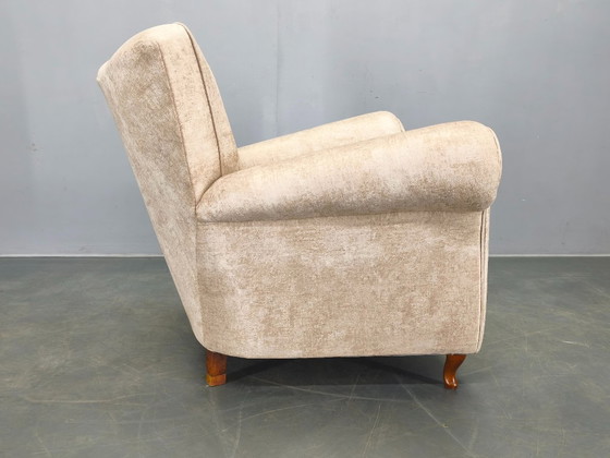 Image 1 of Fauteuil lounge sculptural en velours italien des années 1950