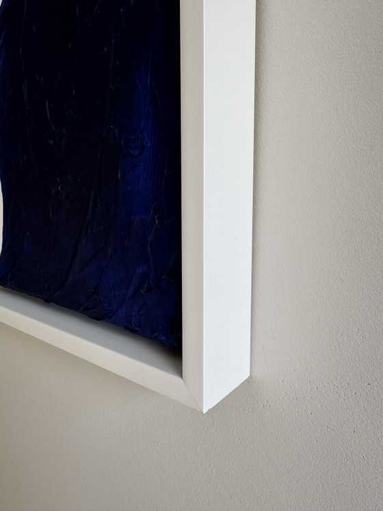 Unique Abstract Painting White Blue Cobalt incl. White Frame (60x80 cm) – Paintings & Drawings, Canvas, Wood (photo 4 of 6)