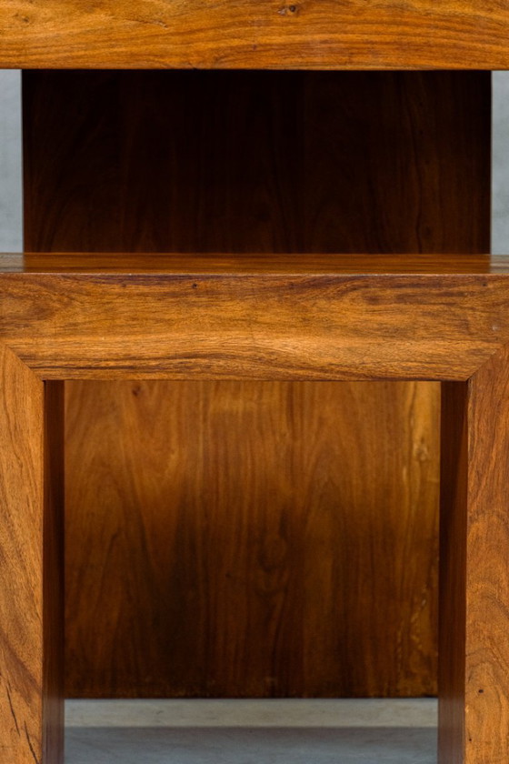 Image 1 of Cubist 1980s dining set table + 4 stools solid wood