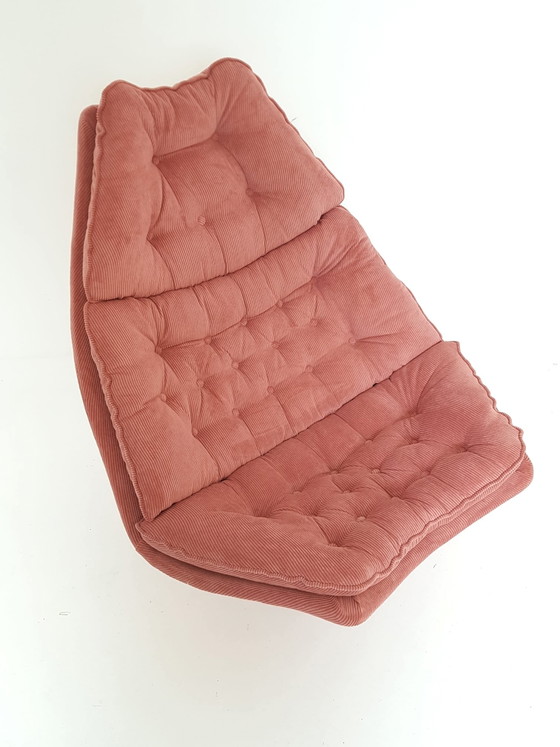 Poltrona vintage Artifort F588 appena rivestita velluto a coste rosa – Sedie girevoli, Metal, Textile (photo 9 of 13)