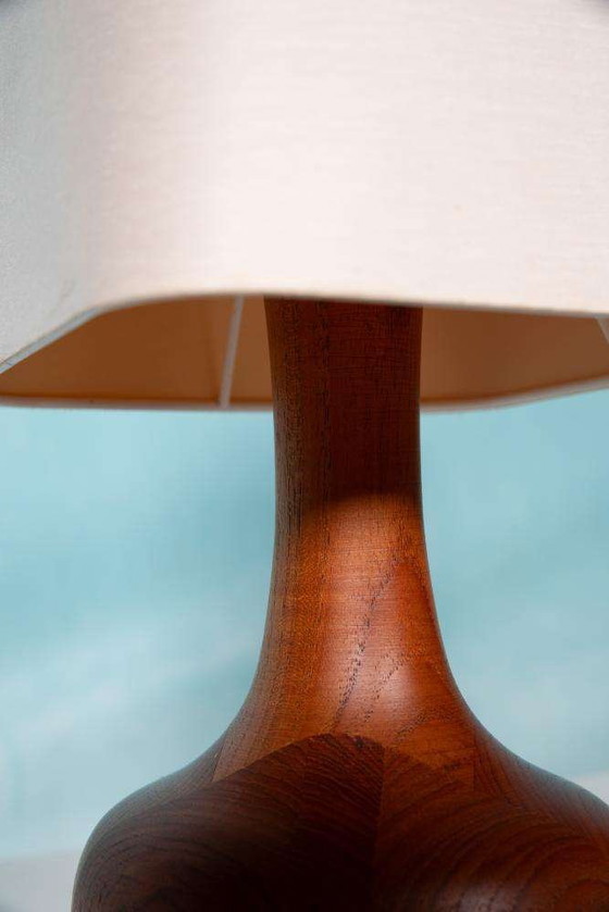 Image 1 of Japandi Danish design table lamp teak, sixties table lamp