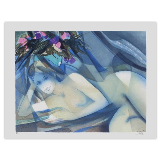 Gesigneerde lithografie van Jean-Baptiste Valadié, Lente Schoonheid 1990 – lithos zeefdrukken, Paper