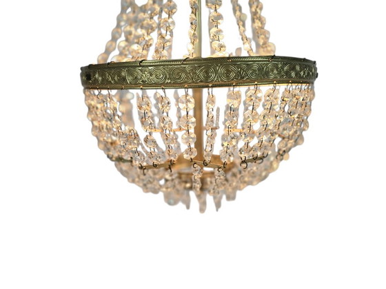 Image 1 of Lámpara de araña - Estilo Imperio - cristal - latón - siglo XX