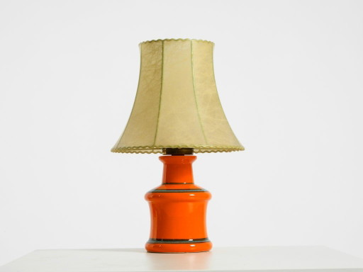 Beautiful 1960s Orange Ceramic Table Lamp With Cocoon Shade | Made in Italy – tafellampen (photo 2 of 20)