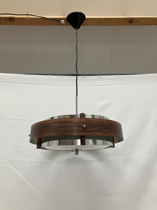 Vintage teak look Scandinavisch space age design hanglamp