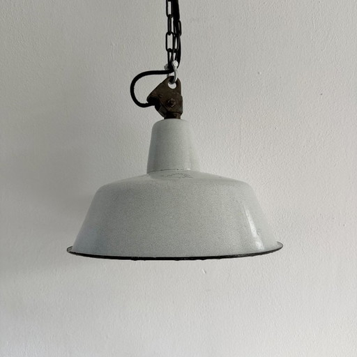 Lampada industriale smaltata vintage – Tipo OB 200W – Grigia (Anni '50/'60)
