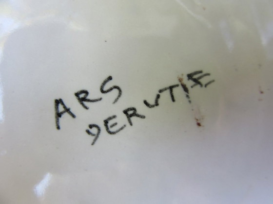 Antiker kleiner Keramikteller aus Deruta, Italien, Durchmesser 21 cm, Raffaellesco-Muster – Dekorative Objekte (photo 7 of 7)