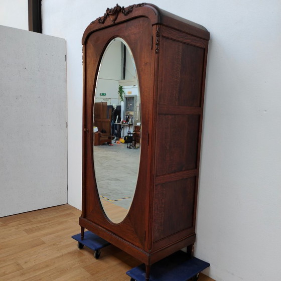 Image 1 of Antieke Vintage kledingkast garderobekast spiegelkast demontabel