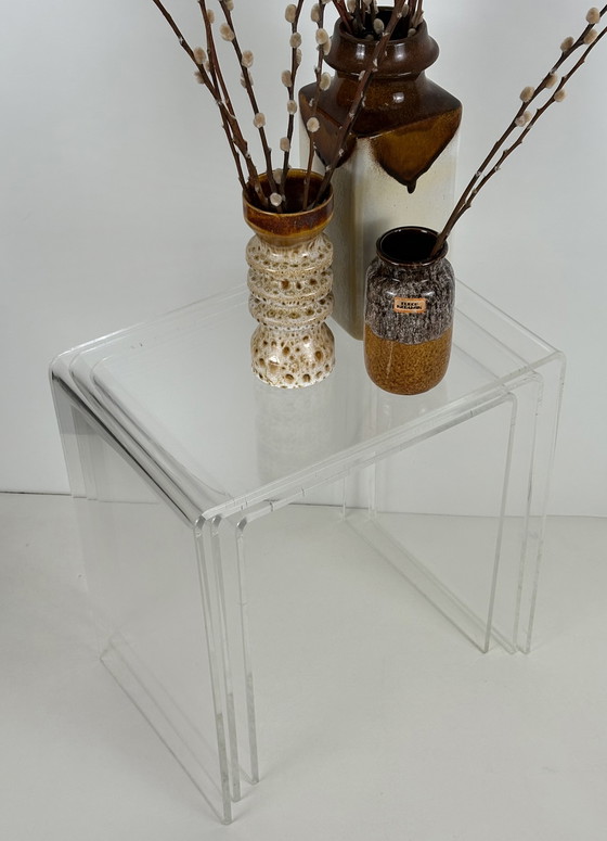 Image 1 of 3 x Vintage lucite perspex plexglass nesting tables mimi set