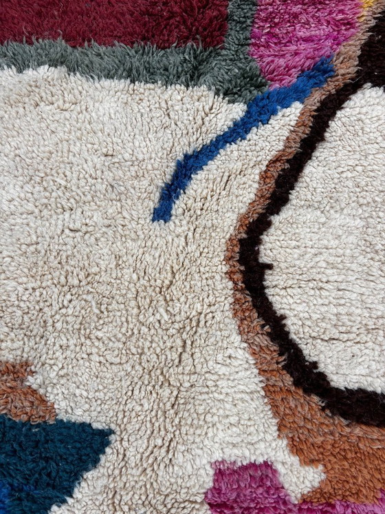 Image 1 of Kleurrijk Berber Marokkaans Beni Ourain wollen tapijt 220x310 cm - Berber Marokkaans tapijt
