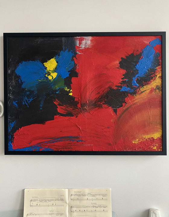 Image 1 of Almee Red Blue Black Acrylic Painting Dim 80X 60 Cm