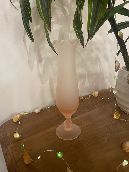 Pink frosted glass vase