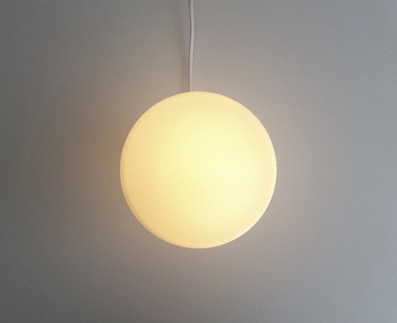 Image 1 of Bijzondere art deco plafondlamp met grafische print, mcm lamp glazen bol, medium variant