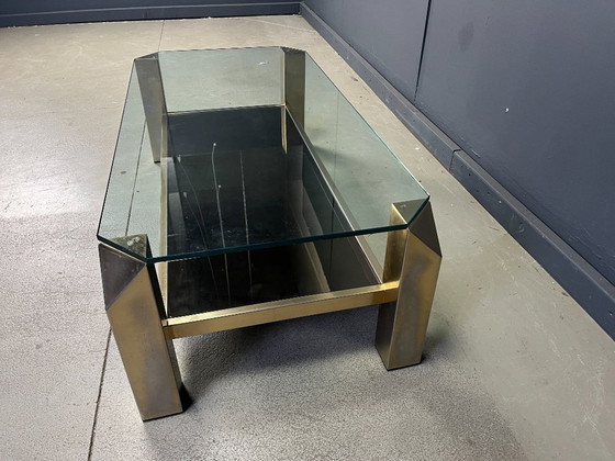 Image 1 of Table basse vintage plaquée or 23 carats de Belgochrom, années 1970