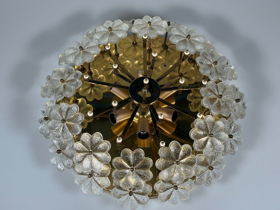 Image 1 of Lampada da soffitto Plafoniere anni '60-'70 Ernst Palme in ottone e vetro Germania