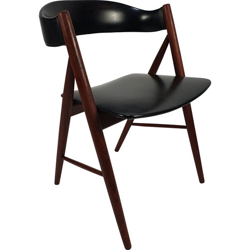 Poltrona danese di metà secolo in teak con rivestimento, anni '60