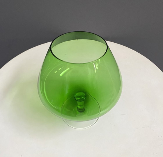 Image 1 of Empoli green large cognac glass shape vase 1960s