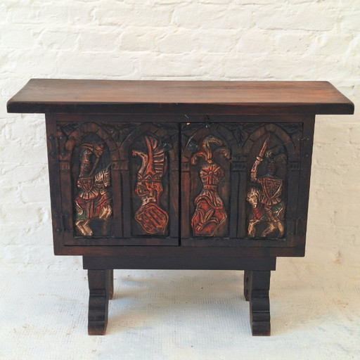 Arts of México Spaans-koloniale gesneden en beschilderde console/dressoir, jaren 1940-1950