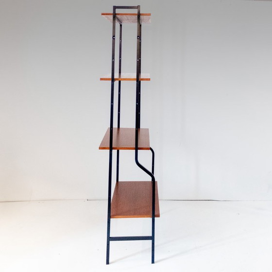 Image 1 of 1x Mid-Century Modern Teak Bookshelf with Iron Frame, Italy, 1960s
