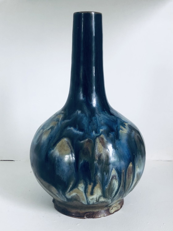 Image 1 of Art Deco Labrec flamed stoneware vase