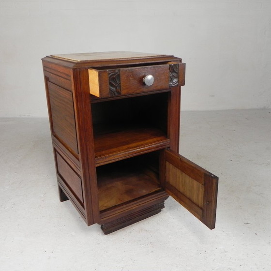 Art Deco nightstand with marble top, 1930s, Wood, Beige (photo 4 of 24)