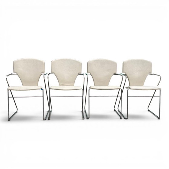 Image 1 of Juego de 4 sillas de diseño de cuero