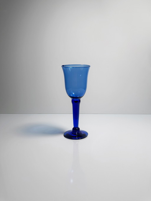 Vintage wine goblets water glass ultramarine cobalt blue 80s 90s