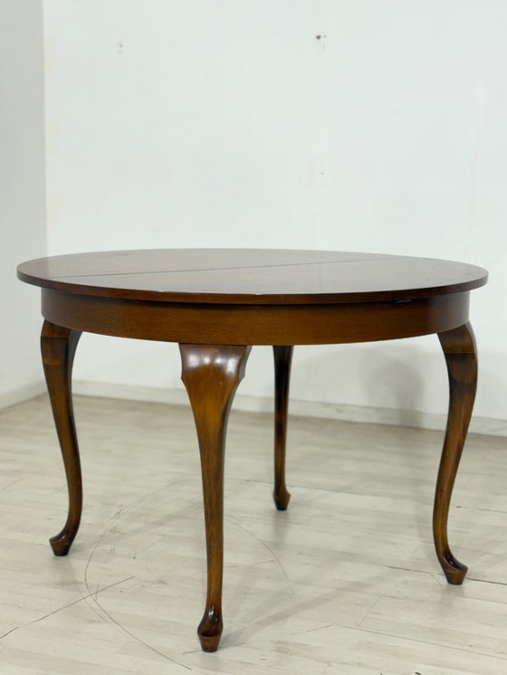 Image 1 of Table de salle à manger Chippendale, table de cuisine ronde extensible en bois, vintage