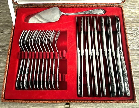 Image 1 of Amefa vintage roestvrijstalen 24-delig dessertbord