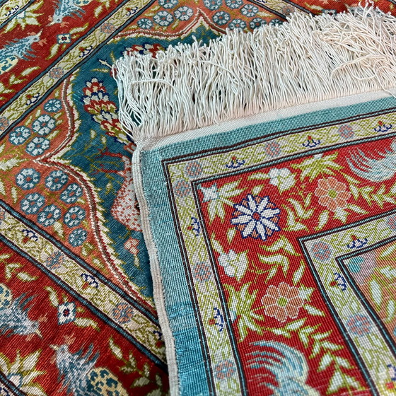 Image 1 of Vintage Turks Zijden Tapijt Hereke, 78 x 52 cm