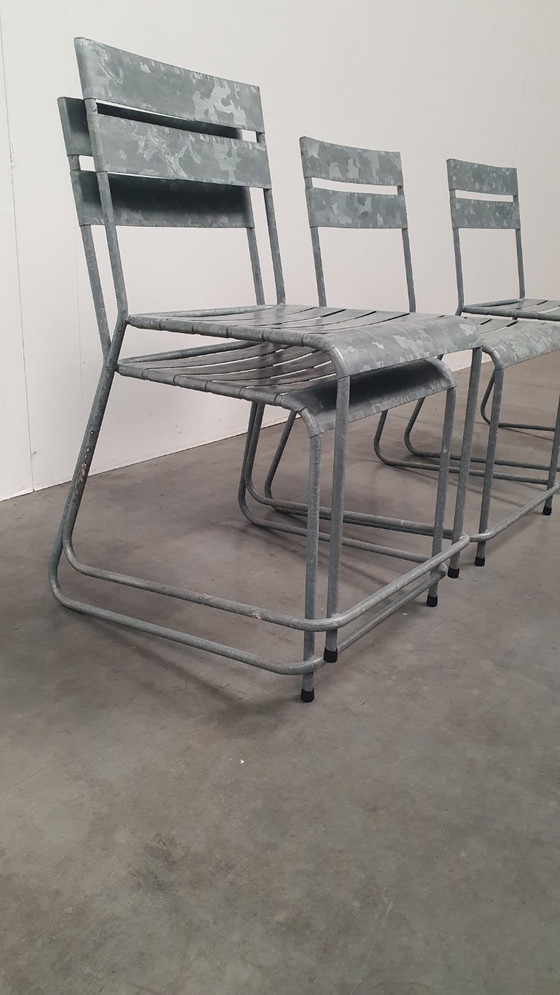 Vintage Stackable Designer Garden Chairs Galvanized Garden Chair – Dining chairs, Metal (photo 3 of 13)