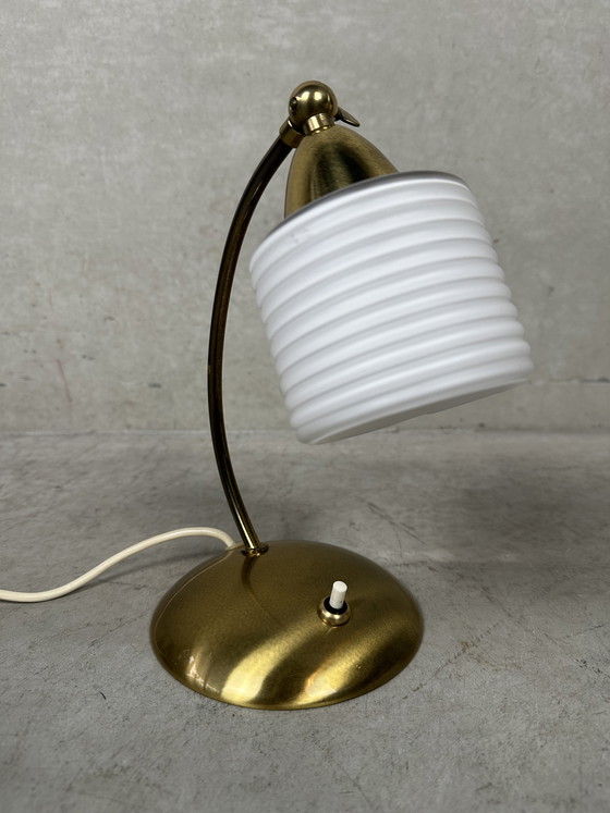 Image 1 of Lampada da tavolo vintage - ottone e opalino