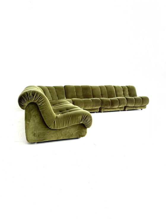 Divano modulare vintage con elementi in velluto, Italia anni '80 – Divani modulari, Wood, Textile (photo 4 of 15)