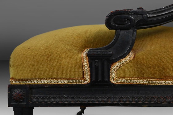 Image 1 of Fauteuil en bois noir et velours de style Empire, années 1850