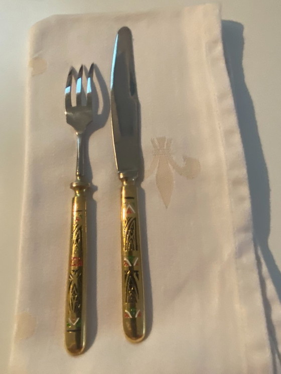 Image 1 of posate da dessert color oro da sei pezzi