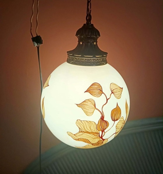 Image 1 of Grande suspension globe art nouveau 