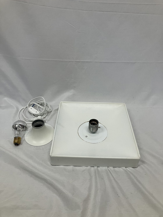 Image 1 of Vintage witte ijzeren vierkante wandlamp van Solken Leuchten