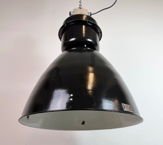 Image 1 of Large Black Industrial Factory Pendant Lamp from Elektrosvit, 1960s