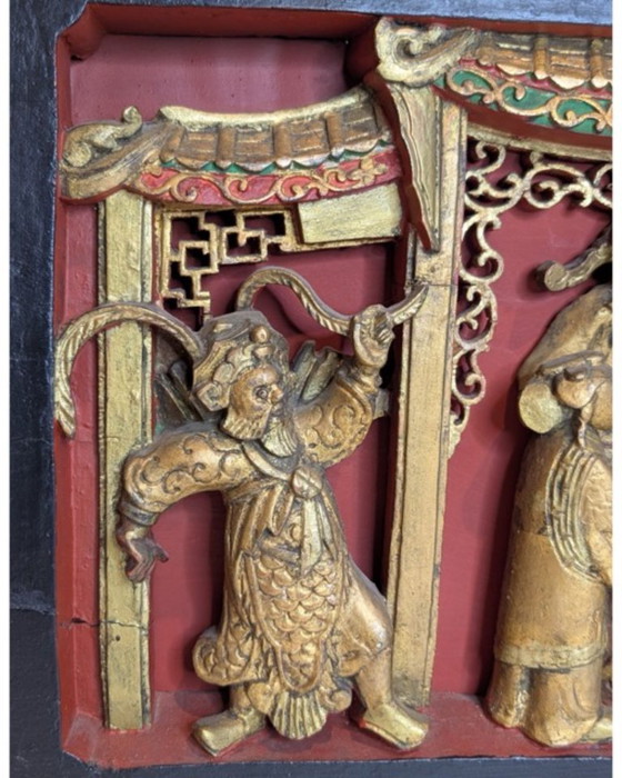 Monumentales chinesisches vergoldetes Holzschnitzpaneel – 19. Jahrhundert – Wanddekoration, Wood (photo 3 of 7)