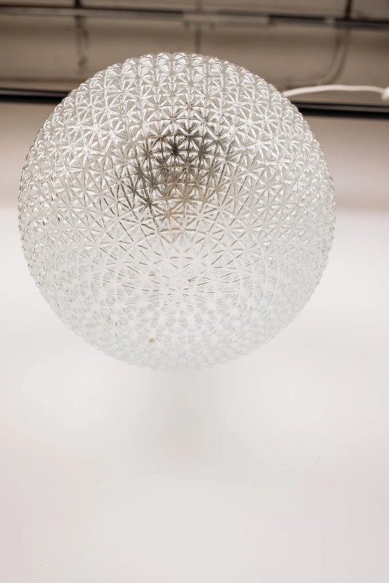 Image 1 of Vintage Mid Century Modern round glass pendant lamp