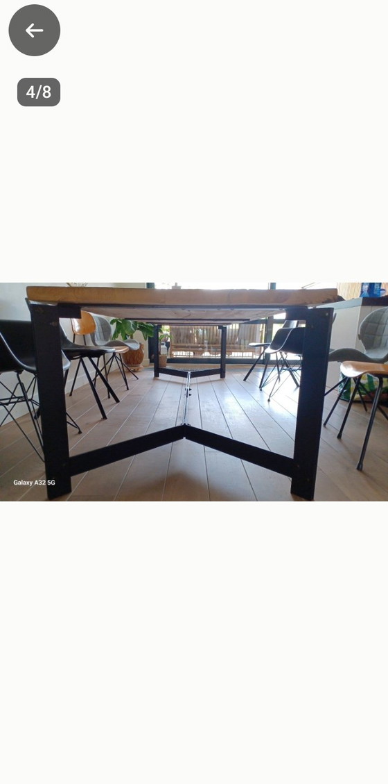 Mesa de madera rústica de 1x3 m – robuust maatwerk, Mesas de comedor, Wood, Metal (photo 4 of 6)