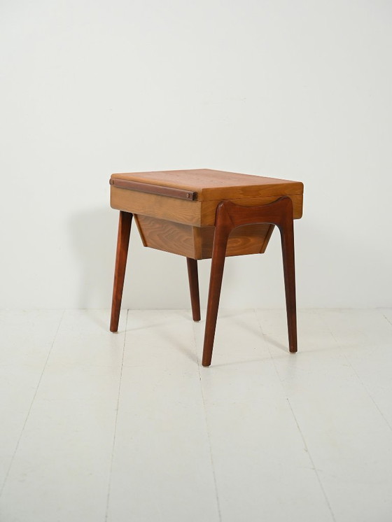 Image 1 of Scandinavian Sewing Table in Teak and Oak