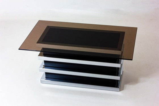 Image 1 of Black and chrome vintage coffee table