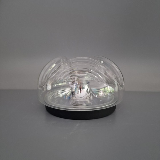Image 1 of Plafonnier Vintage Space Age - Peill & Putzler "Wave" / "Futura" - 1970 Allemagne - Verre et Métal - Ø 22 cm. Rond.
