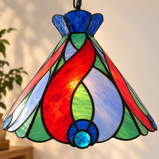 Set di 2 Lampade a sospensione colorate stile Tiffany – Vetro colorato – Look vintage – Glass (photo 6 of 9)