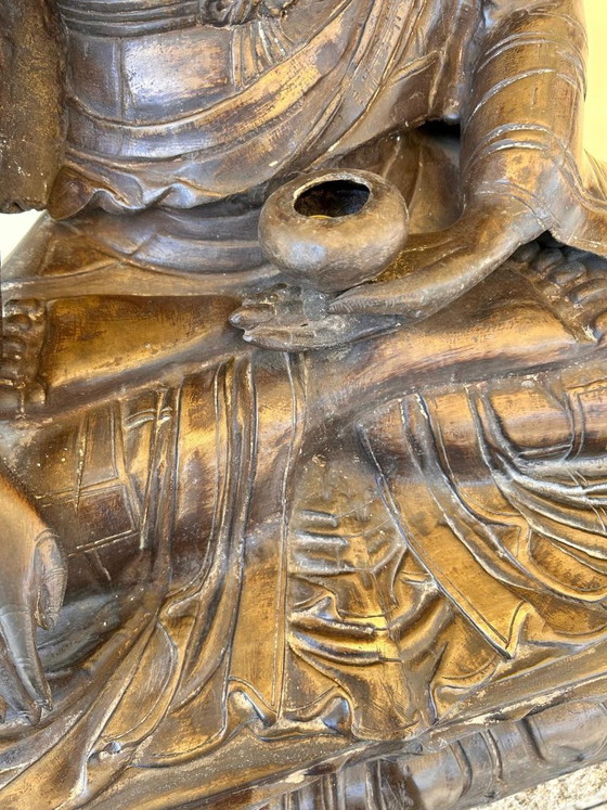 Image 1 of Title: Significant 68cm Handcrafted Bronze Buddha Statue – 22kg – Exceptional Engraved Detail