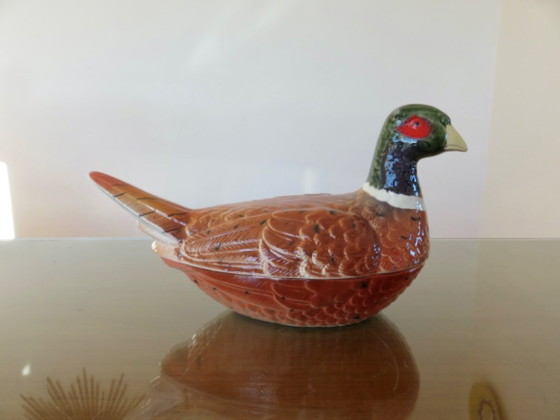 Image 1 of Pheasant terrine in slipware by Michel Caugant, 1950s-60s