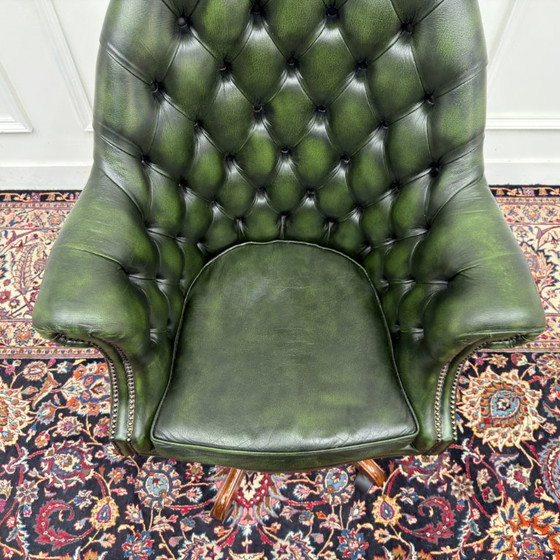 Sedia da Direttore Chesterfield Classica Inglese Verde – Sedie da ufficio, Leather, Metal (photo 6 of 7)