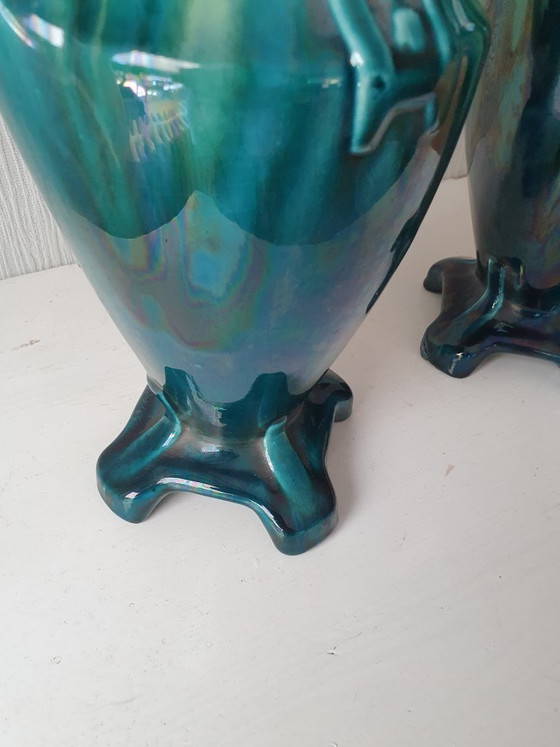 Vases Art Nouveau Gustave De Bruyn (38cm)–Fives-Lille Ca1900 – Gustave De Bruyn Fives-Lille, Ceramic (photo 6 of 8)